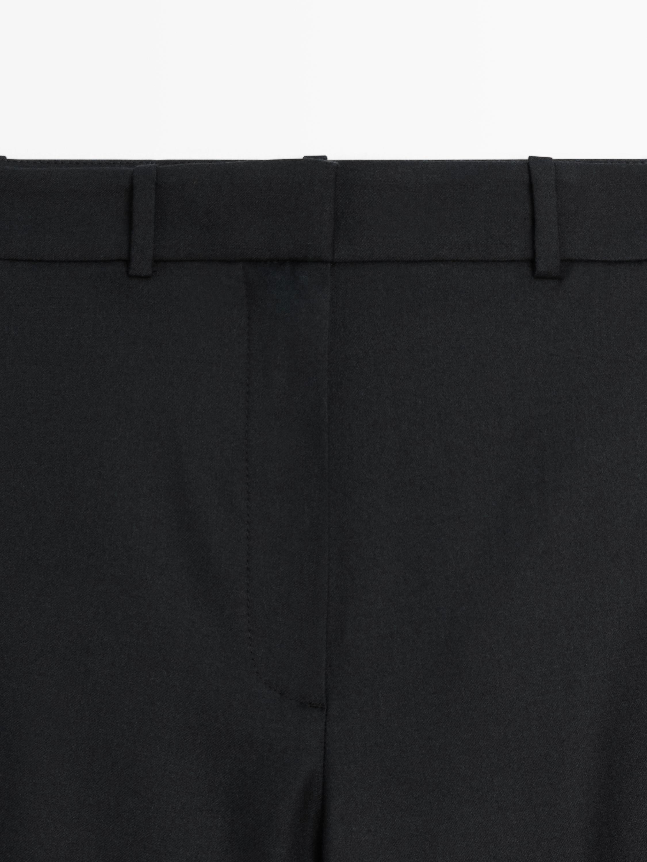 Wool blend sarouel trousers with buckle