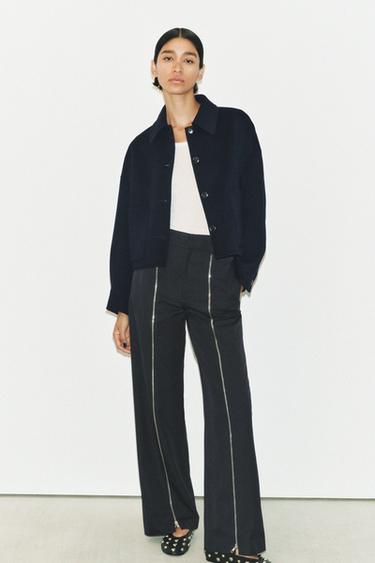 ZW COLLECTION DOUBLE-FACED WOOL BLEND JACKET - Navy blue by Zara - Image 0