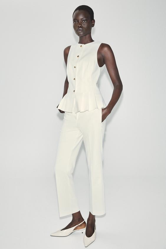 CHALECO PINZAS PEPLUM - Blanco de Zara - Imagen 0