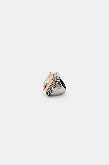 MAXI BAGUE CARRÉE BIJOU COMBINÉ - Or / Argent de Zara - Image 2