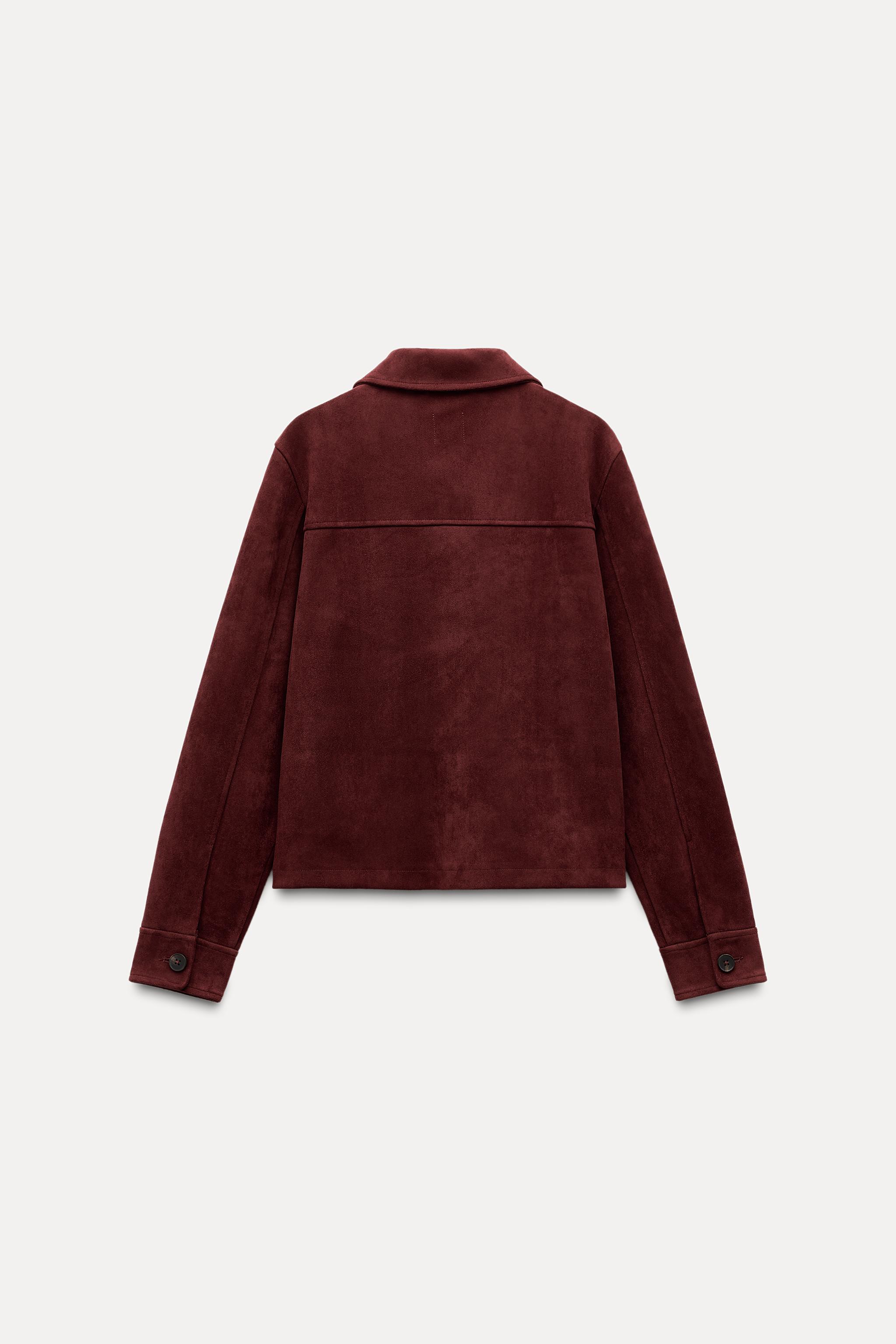 Zara contrasting faux suede jacket sales