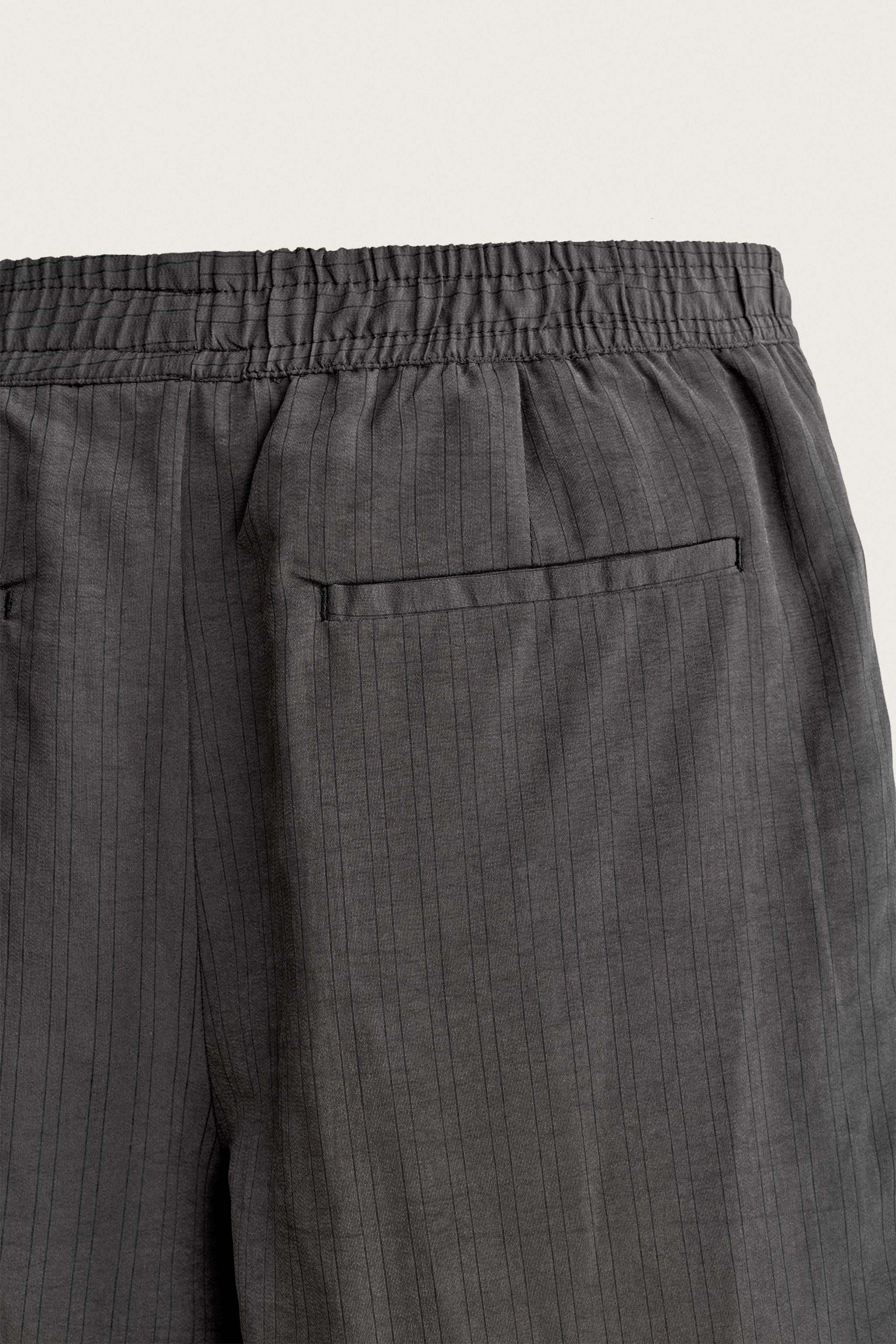 Мужские брюки Zara RELAXED FIT STRIPED FLOWY PANTS — фото 8