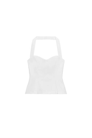HALTER NECK PLEATED TOP - White by Zara