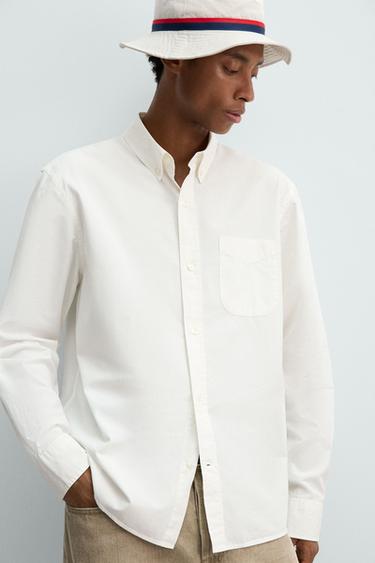 CHEMISE REGULAR FIT À POCHE - Blanc de Zara - Image 4