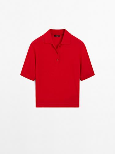 Pull polo manches courtes - Rouge de Zara
