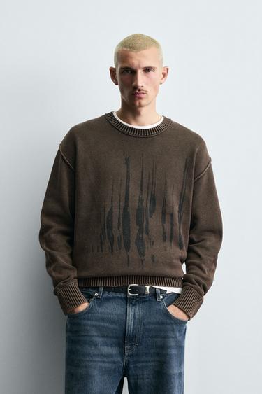 WASHED PRINT SWEATER - Brown by Zara