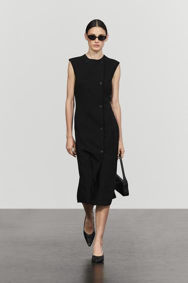 Zara Buttoned midi dress - Black - Image 0