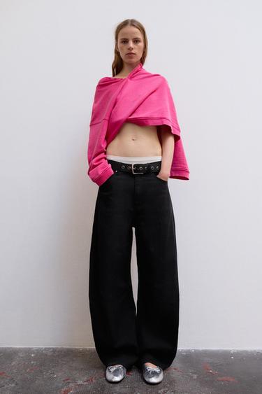 JEANS TRF BALLOON TIRO MEDIO - Negro de Zara