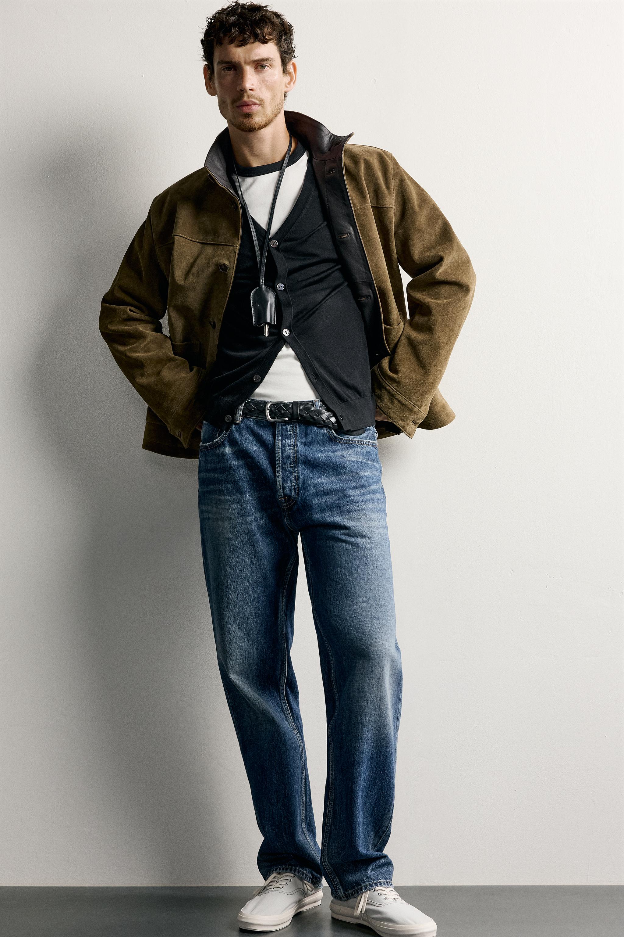 BLOUSON CUIR DAIM REGULAR FIT