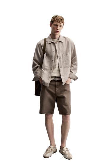 جاكيت قميصي REGULAR FIT - بيج فاتح الخاص بـ Zara