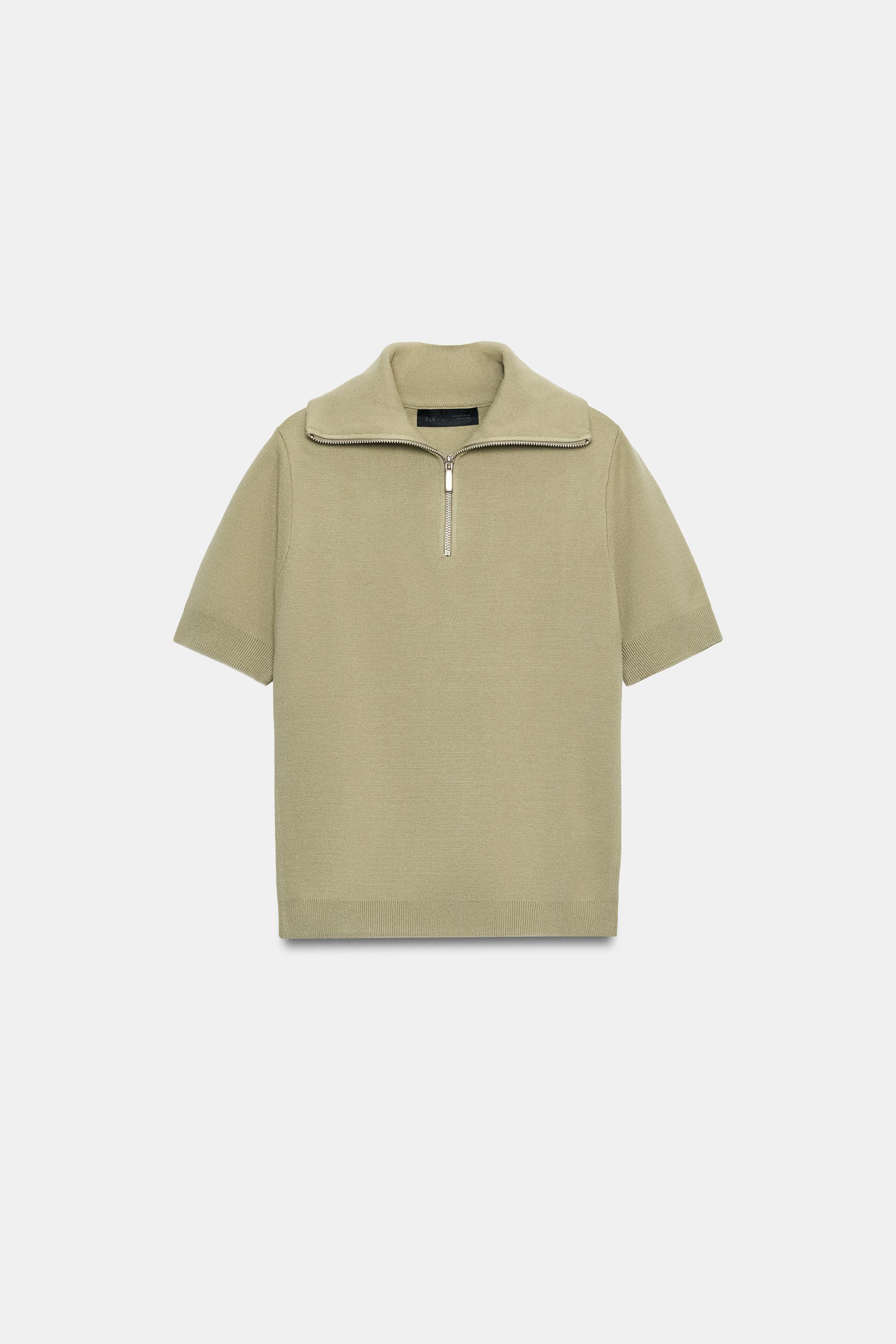 SHORT-SLEVE ZIP POLO SHIRT - Light beige | ZARA United States