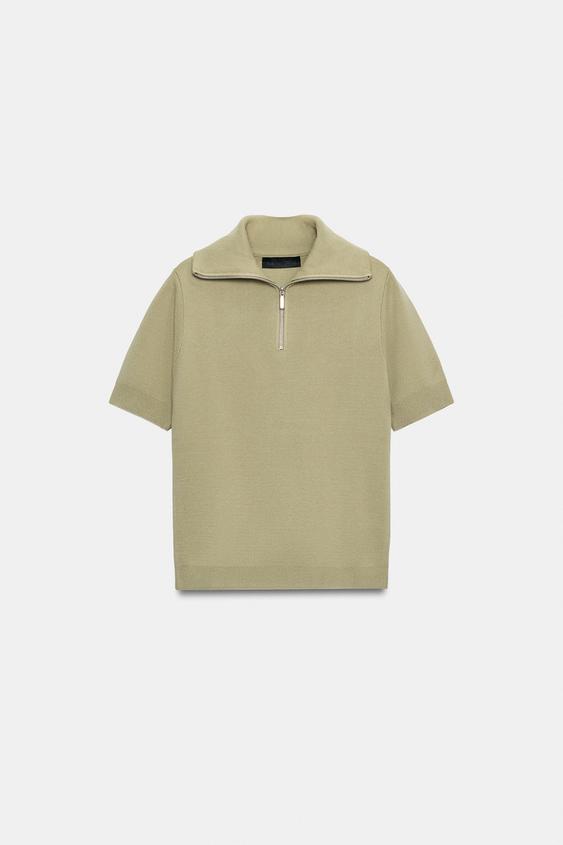 POLO EN MAILLE À MANCHES COURTES ET ZIP - Beige clair de Zara - Image 3