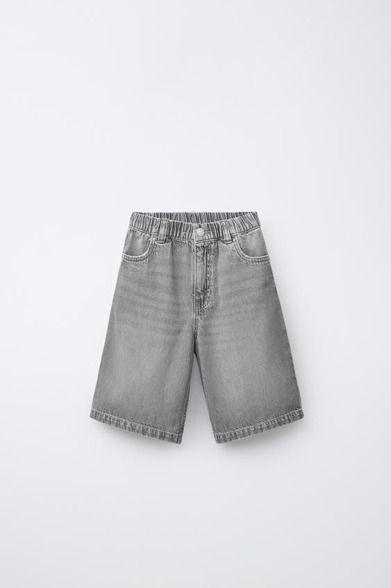BAGGY DENIM BERMUDA SHORTS - Grey by Zara - Image 0