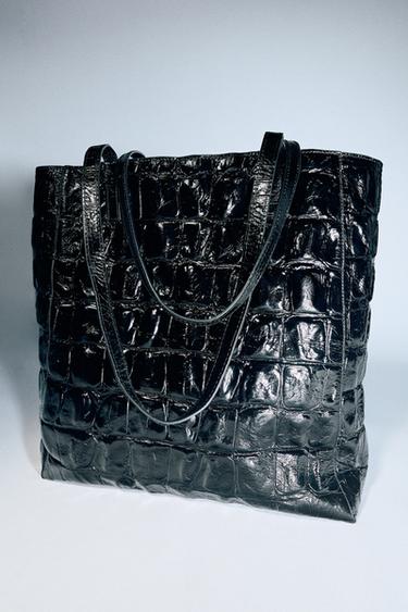 TÚI SHOPPER DA HỌA TIẾT - Đen từ Zara