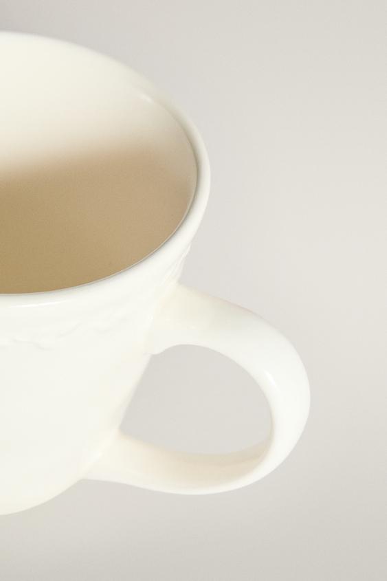 TASSE EN FAÏENCE À BORD RELIEF - Crème de Zara - Image 2