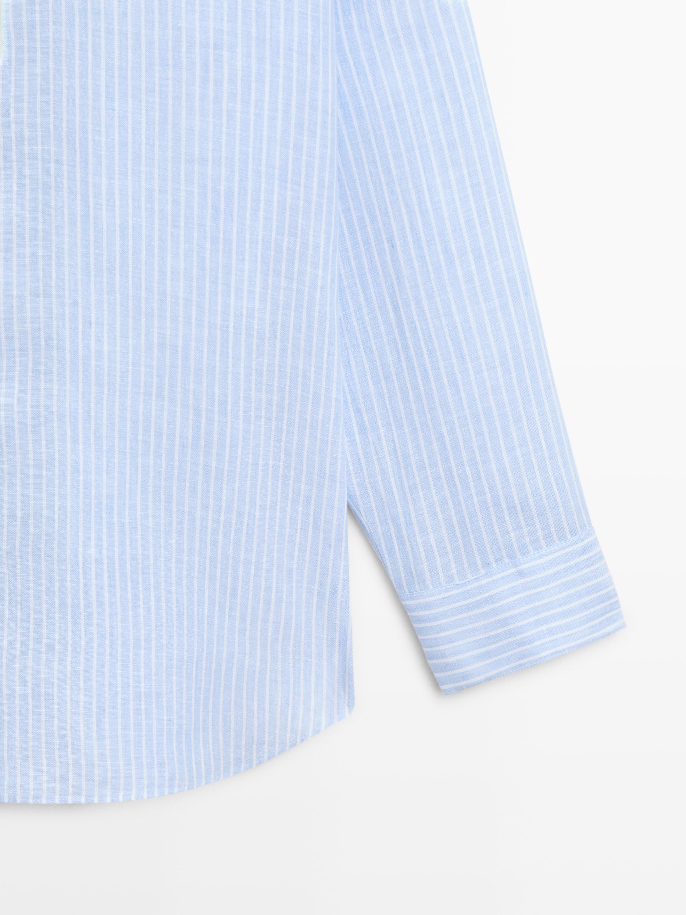 Flowing striped 100% linen shirt