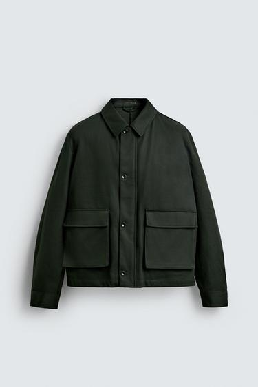 REGULAR FIT JACKET WITH POCKETS - Dark green by Zara