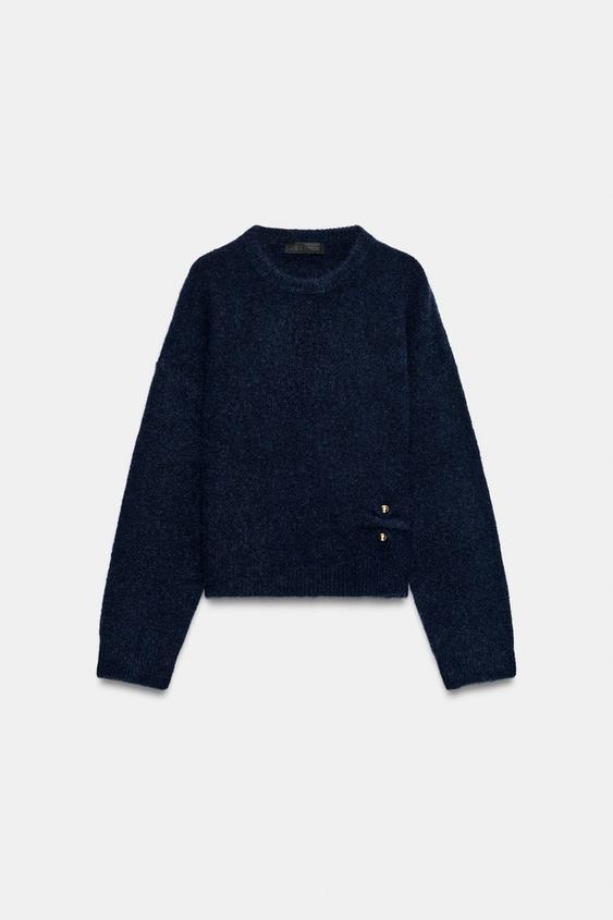 JERSEY PUNTO APLIQUE METÁLICO - Marino de Zara - Imagen 0
