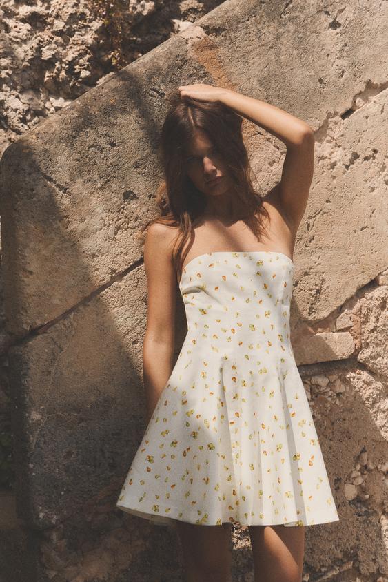 FLORAL MINI DRESS - only one | ZARA United States FLORAL MINI DRESS - only one | ZARA United States