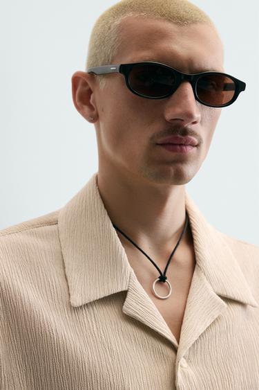 Zara TEXTURED RELAXED FIT SHIRT - Beige marl