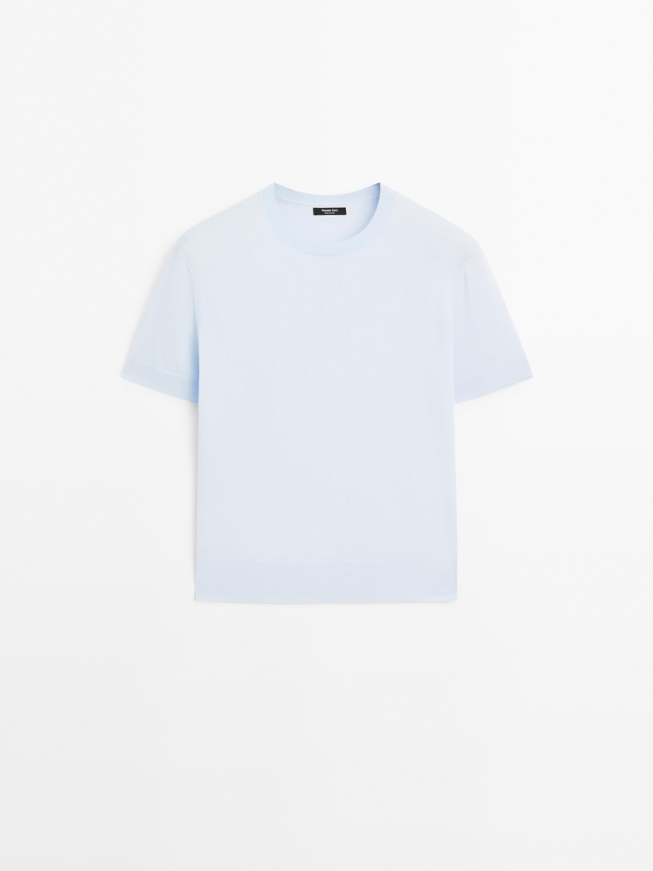 Pull laine en maille à manches courtes