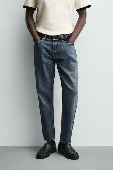 Zaras SLIM TAPERED FIT JEANS - Blå