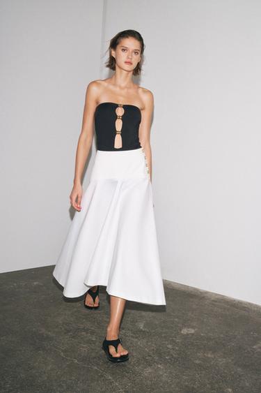 ZW COLLECTION LAYERED SKIRT WITH BUTTONS - White by Zara - Image 5