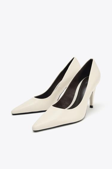 CHAUSSURES À TALONS EN CUIR - Blanc écru de Zara - Image 1
