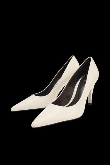 LEATHER HIGH-HEEL SHOES - Ecru White by Zara