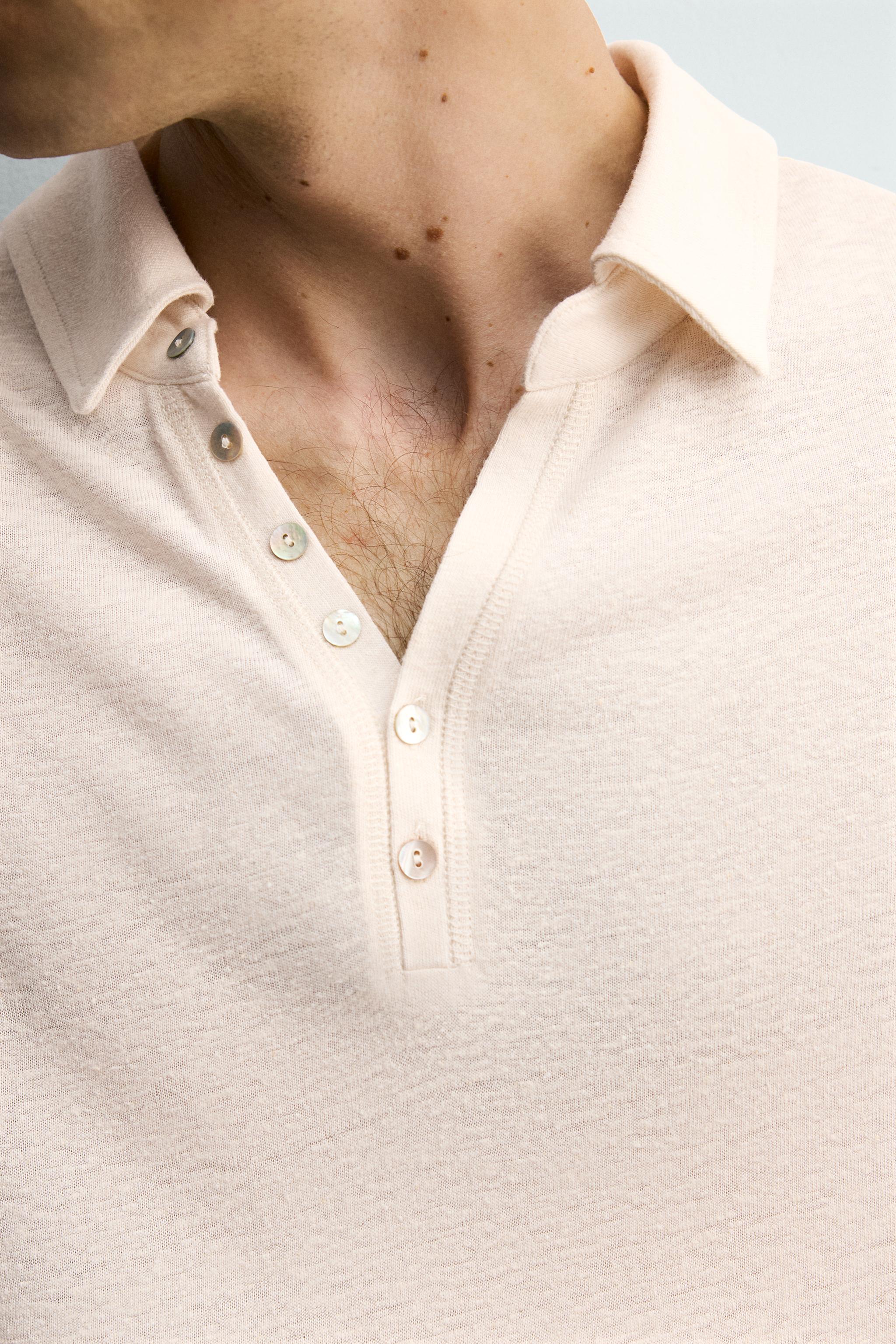 RELAXED FIT VISCOSE - LINEN POLO SHIRT