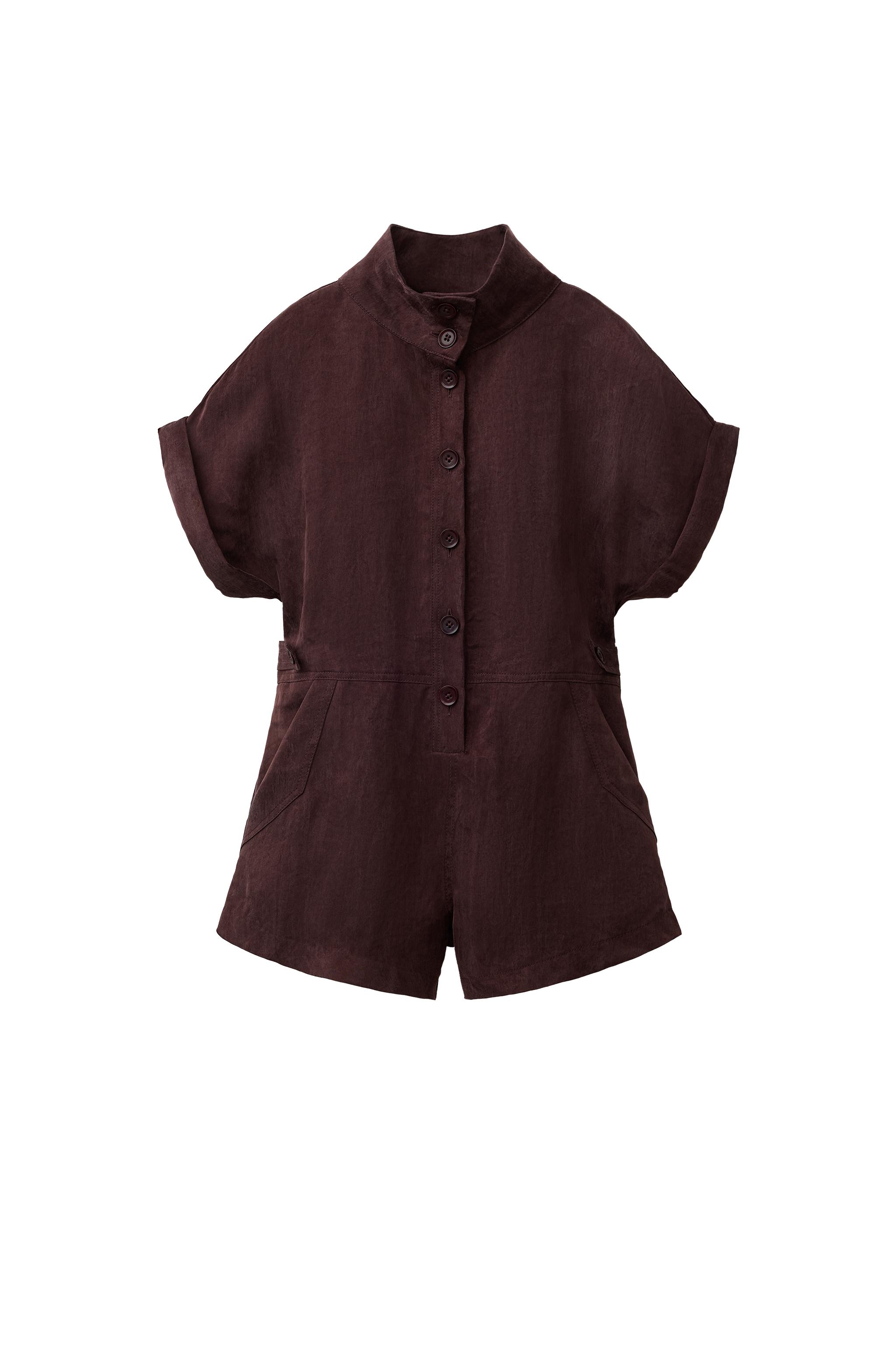ショート丈ルーズフィットジャンプスーツ - ボルドー | ZARA Japan / 日本