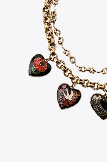 PACK OF 2 METAL HEART NECKLACES - Golden by Zara - Image 1