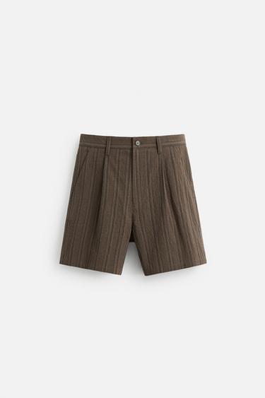 BERMUDA REGULAR FIT RAYURES - Marron de Zara - Image 6