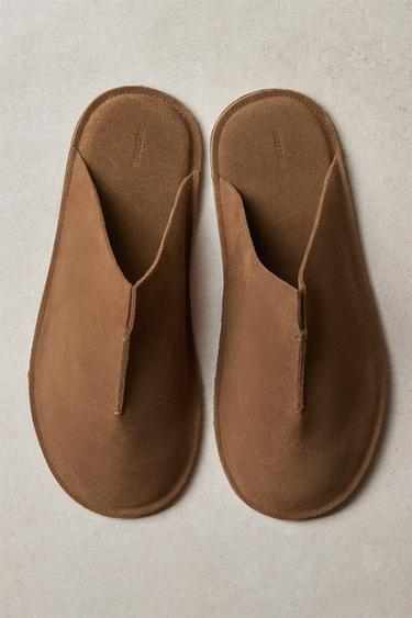 CHAUSSONS OUVERTS À L’ARRIÈRE CUIR - Marron de Zara - Image 6
