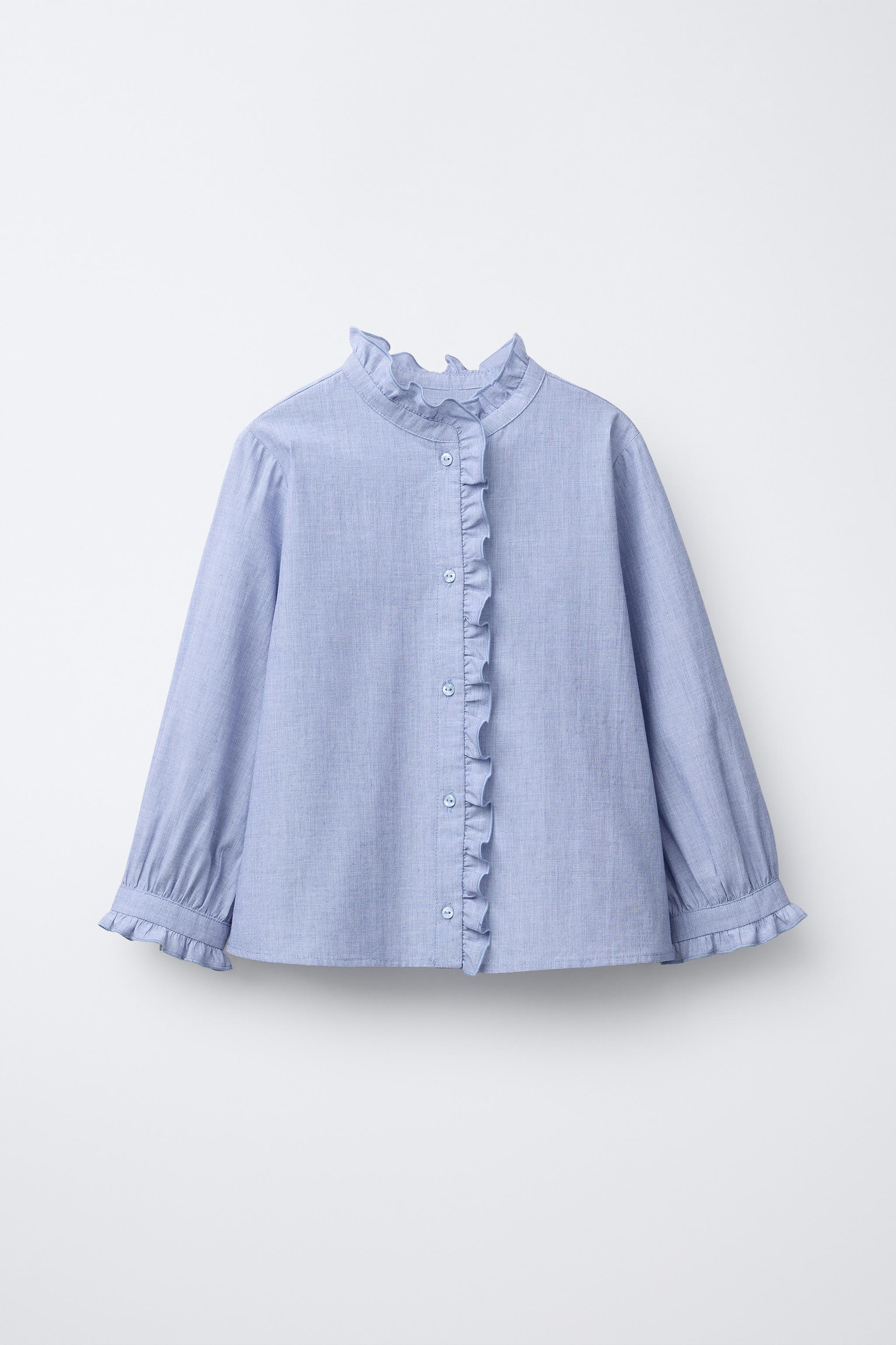 RUFFLED SHIRT - Blue | ZARA United States