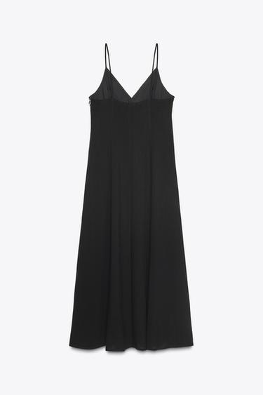 EMBROIDERED MIDI DRESS - Black / Ecru by Zara - Image 5