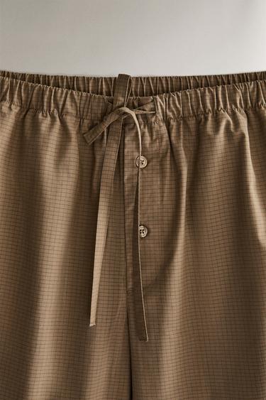 CHECK TROUSERS - Brown by Zara - Image 1