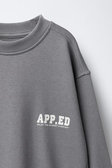 SLOGAN PRINT SWEATSHIRT AND JOGGERS SET - Light grey by Zara - Image 3