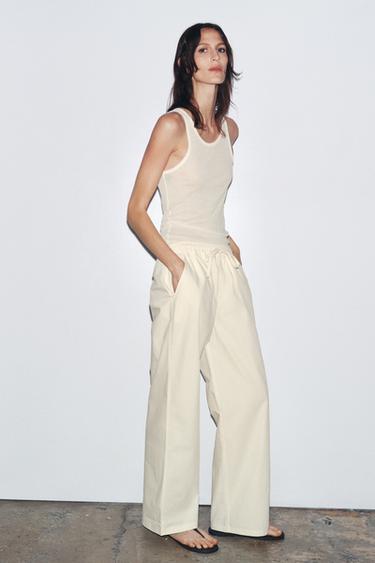T-SHIRT EN COTON À BRETELLES - Blanc cassé de Zara - Image 3