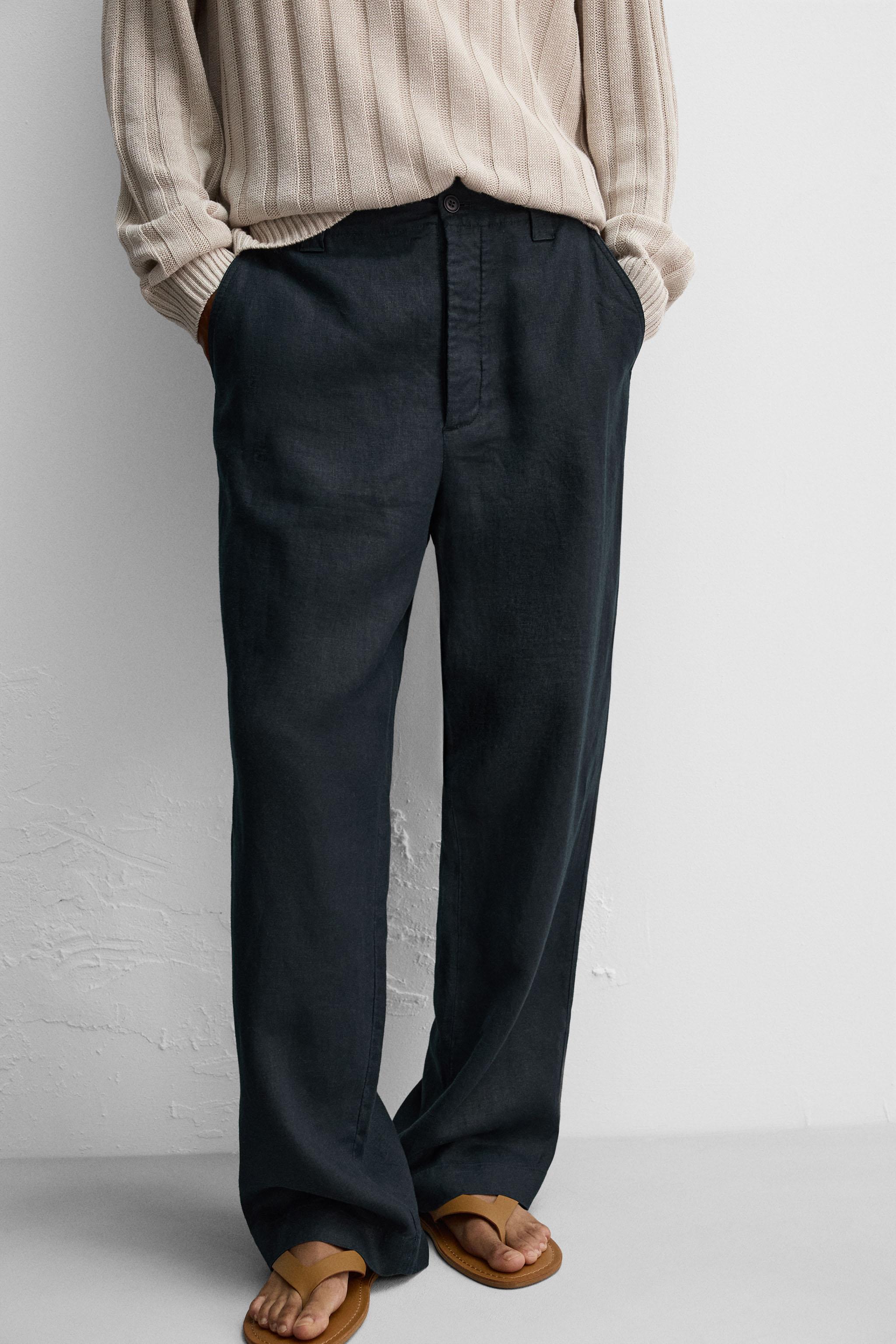 STRAIGHT FIT 100% LINEN PANTS