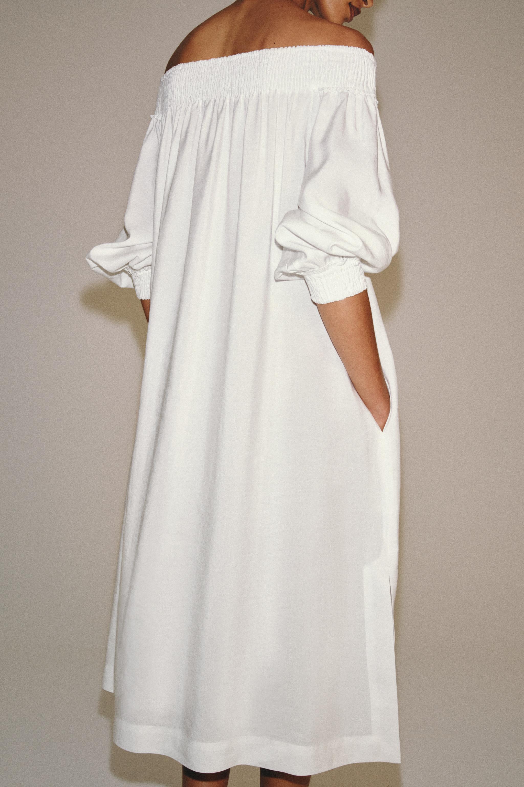 Женские платья Zara ZW COLLECTION OFF-THE-SHOULDER MIDI DRESS — фото 3