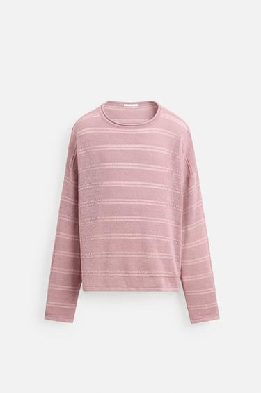 Zara TEXTURED SWEATER - Pink / Lilac