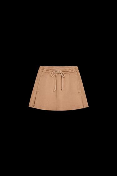 WASHED-EFFECT HEAVY COTTON MINI SKIRT - Ochre by Zara - Image 0