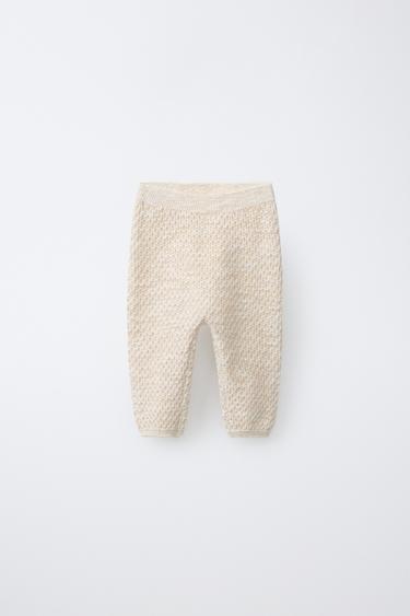 TEXTURED KNIT TROUSERS - Light beige by Zara
