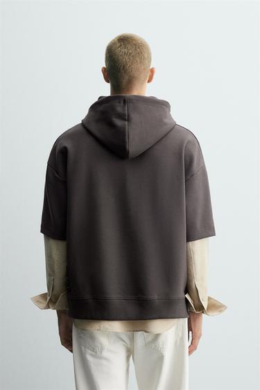 INTERLOCK HOODIE WITH LABEL - Dark brown by Zara - Image 2