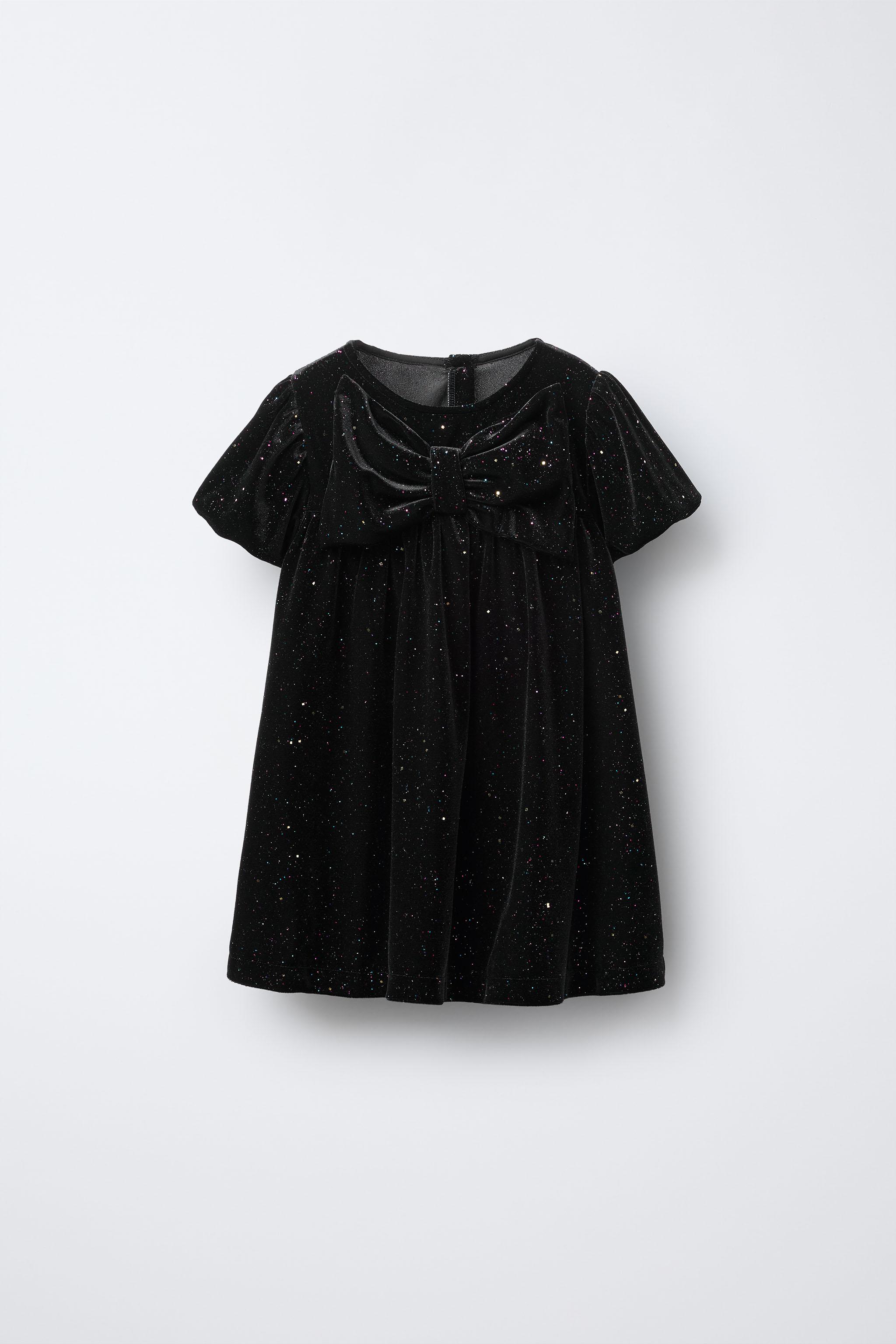 SPARKLY VELVET BOW DRESS