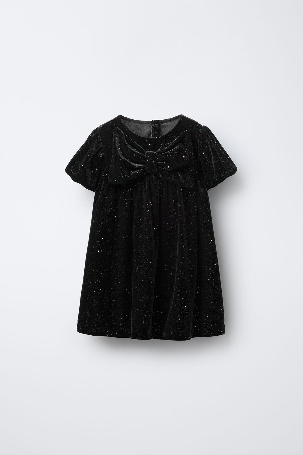 SPARKLY VELVET BOW DRESS