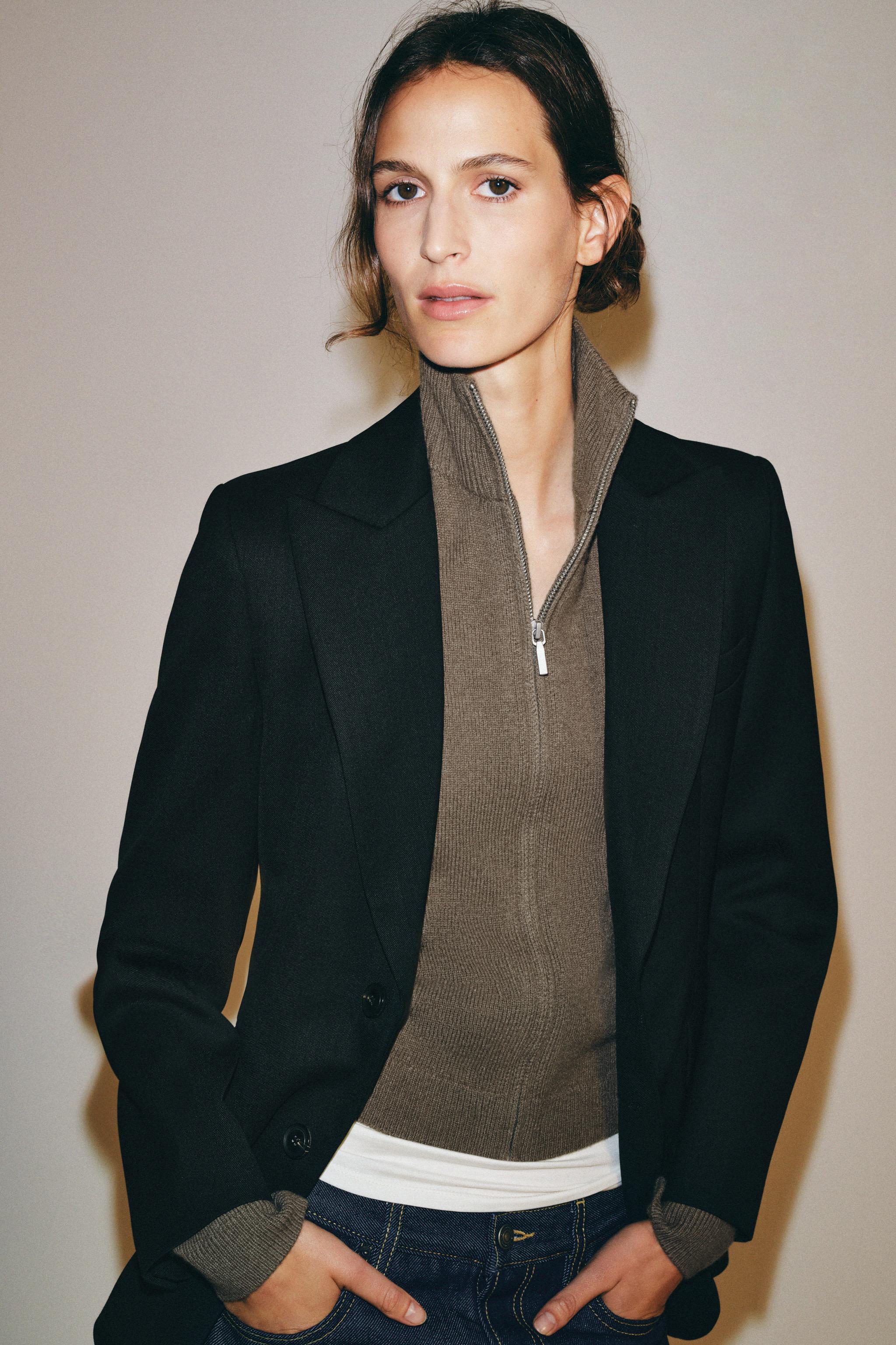 100% WOOL ZIP-UP JACKET — Mink