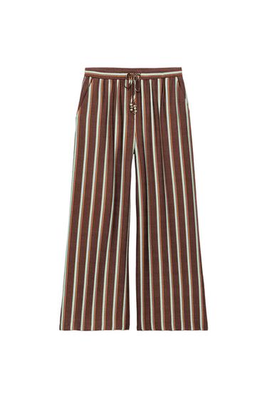 PANTALÓN ANCHO RAYAS - Rayas marrones de Zara