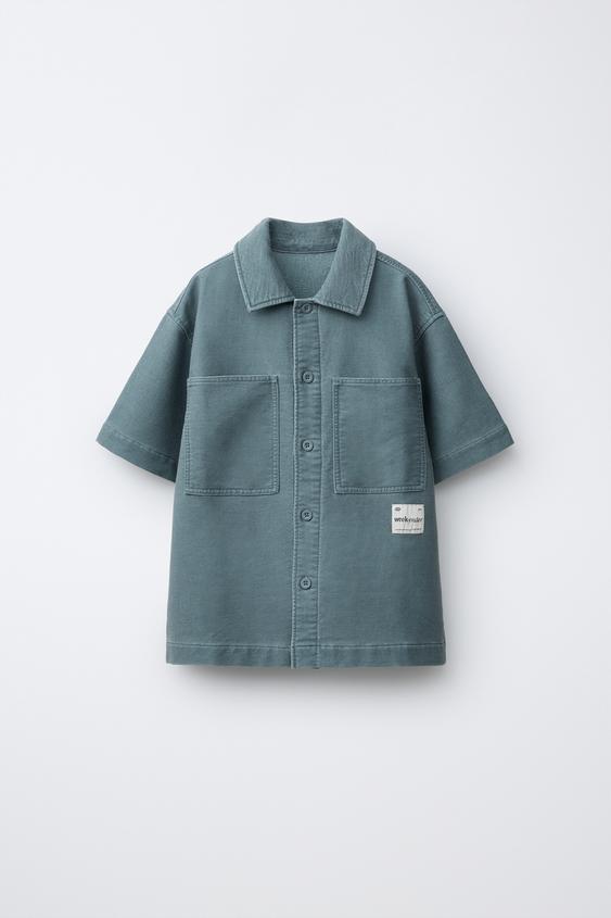 CAMISA COMFORT BOLSILLOS - Verde agua de Zara - Imagen 0